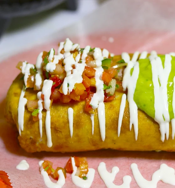 Mexican Style Chimichanga with pico de gallo